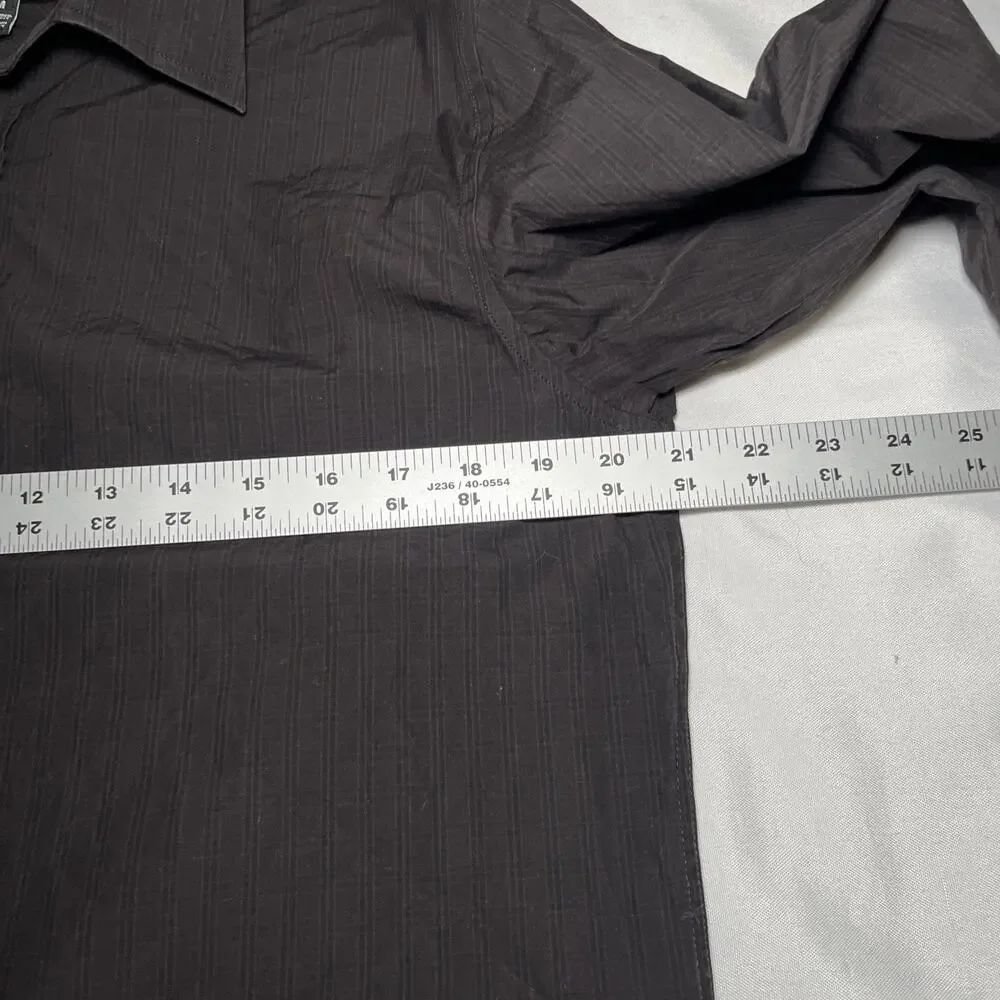 Banana Republic Sz M Dark Brown Men Tailored Slim Fit Poplin Dress Shirt Cotton